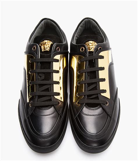 versace shoes arianfvwh15003|Versace black leather shoes.